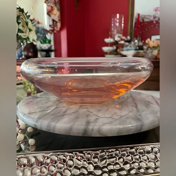 FOSTORIA SEASCAPE OPALESCENT PINK Floating Bowl 8½” to 10½” Rim 1959-70